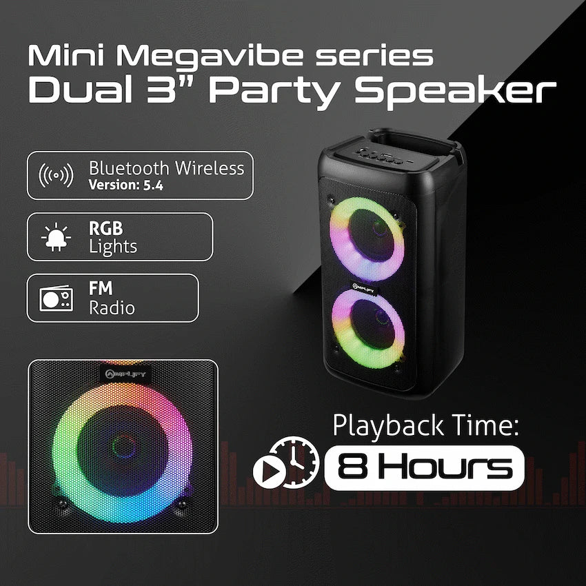 Amplify Mini Megavibe Series Dual 3" Party Speaker - Black
