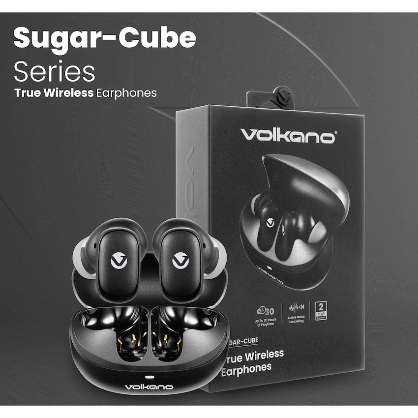 Volkano Sugar-Cube Active Noise Cancelling True Wireless Earphones - Black