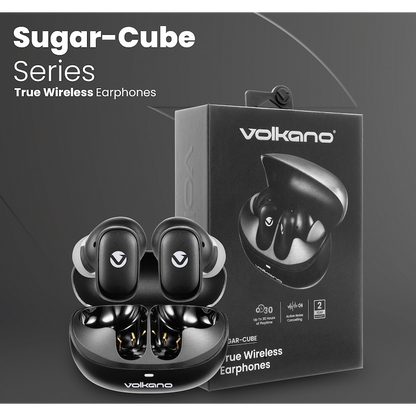 Volkano Sugar-Cube Active Noise Cancelling True Wireless Earphones - Black