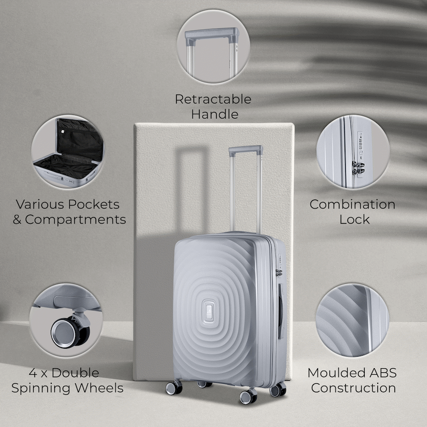 Travelwize Ripple PP 4-Wheel Spinner 3 Pc Luggage Set - Platinum