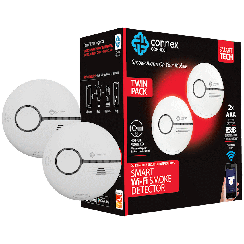 Smart Wi-Fi Smoke Detector Alarm Twin Pack