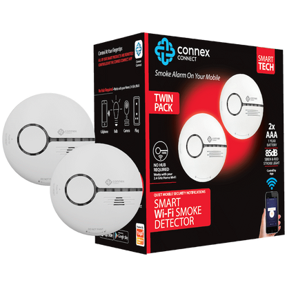 Smart Wi-Fi Smoke Detector Alarm Twin Pack