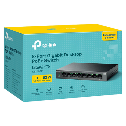 TP-Link LS108GP 8-Port Gigabit Desktop Switch with 8-Port PoE+