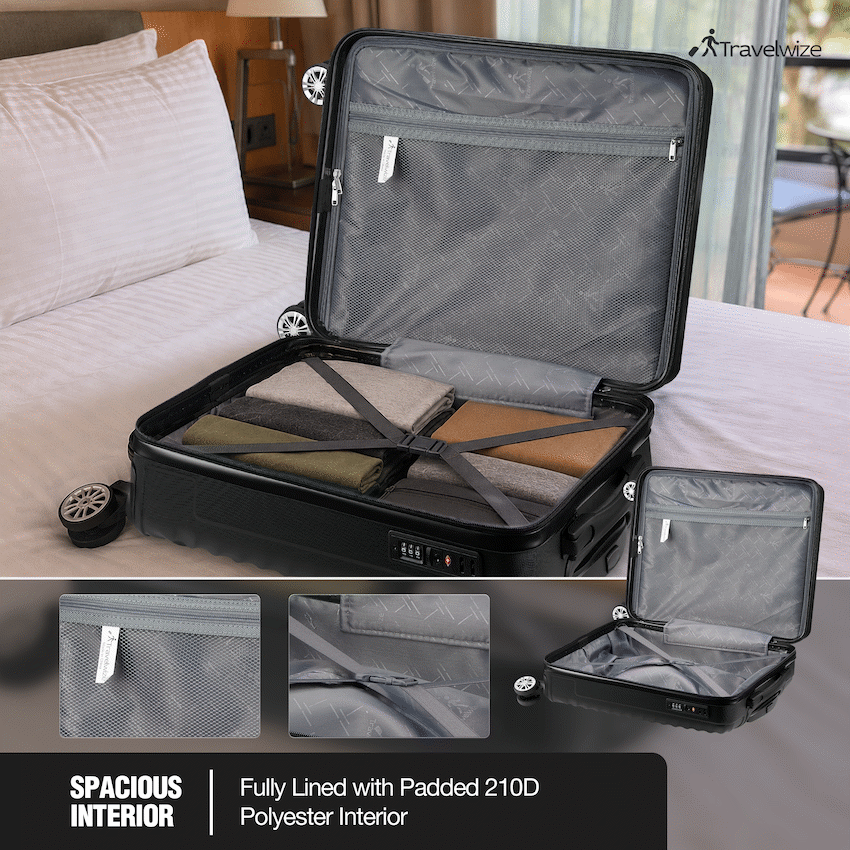 Travelwize Astra ABS 77cm 4-Wheel Spinner Luggage - Black