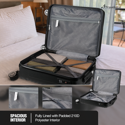 Travelwize Astra ABS 77cm 4-Wheel Spinner Luggage - Black