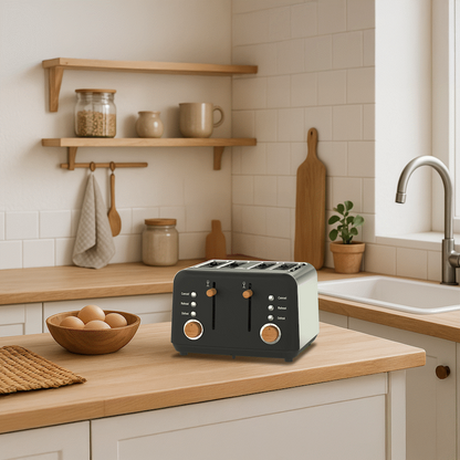 Boden Stark Anson Collection 4-Slice Stainless Steel Toaster - Black