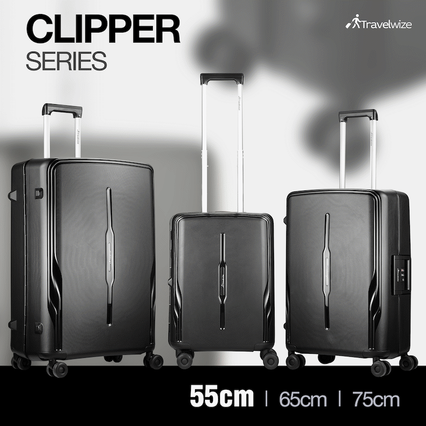 Travelwize Clipper PP 55cm 4-Wheel Spinner Luggage Black