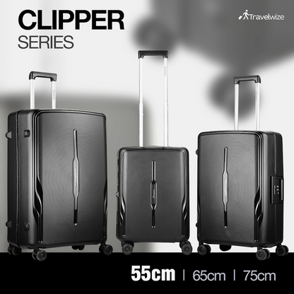 Travelwize Clipper PP 55cm 4-Wheel Spinner Luggage Black