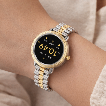 Volkano Ayla Collection Jewelled Smartwatch With 2 Colour Metal link strap