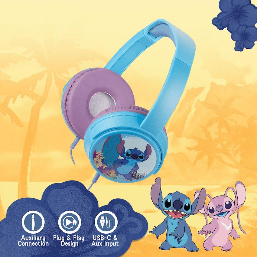 Disney Stitch Wired Headphones with 11 Stickers