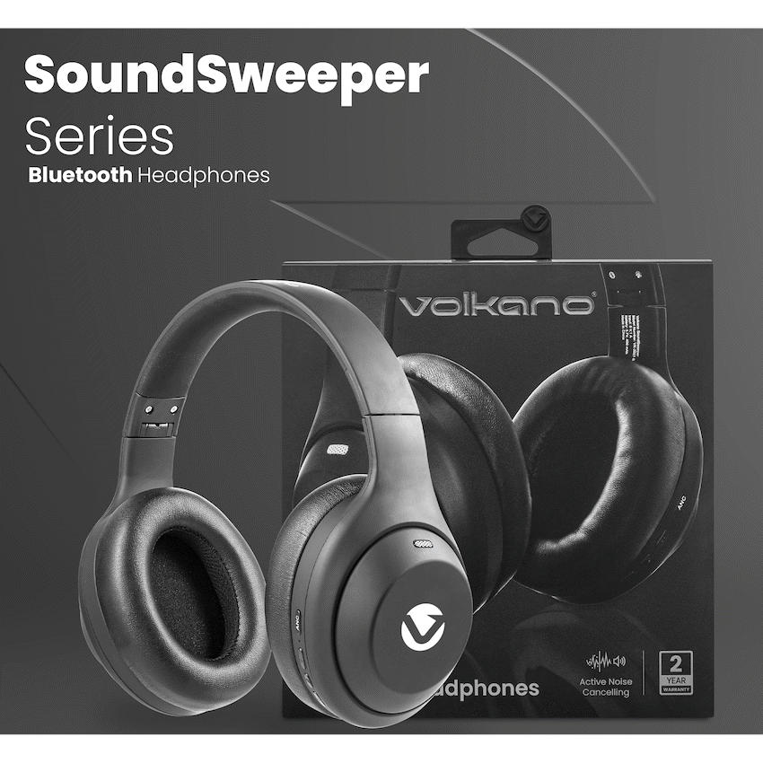 Volkano SoundSweeper Series Active Noise Cancelling bluetooth Headphones - Black