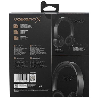 VolkanoX Chat Mk2 Series Wired USB Headset - Graphite