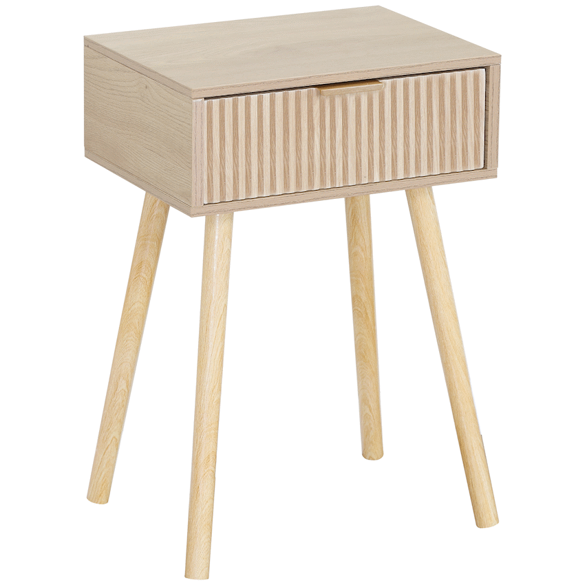Everfurn Yoko Side Table Wood, Melamine, Pine Wood Legs, 1x Drawer