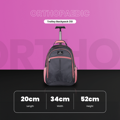 Volkano Orthopaedic Trolley Backpack 27L - Dark Grey/Pink