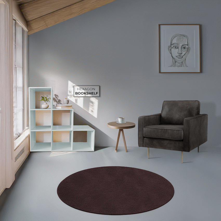 Everfurn Hexagon Bookshelf, High Pressure Laminate
