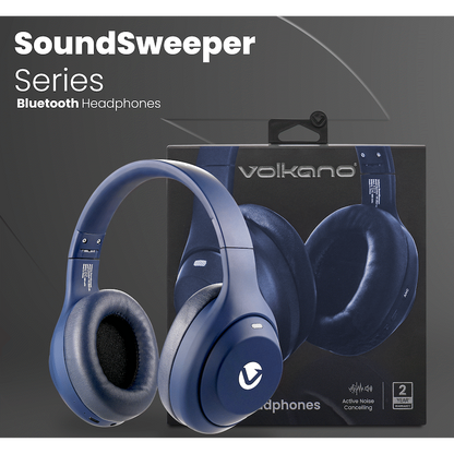 Volkano SoundSweeper Series Active Noise Cancelling bluetooth Headphones - Blue