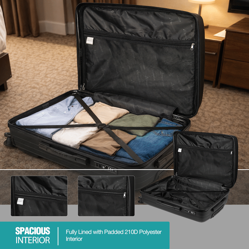 Travelwize Ripple PP 4-Wheel Spinner 55cm Luggage - Black