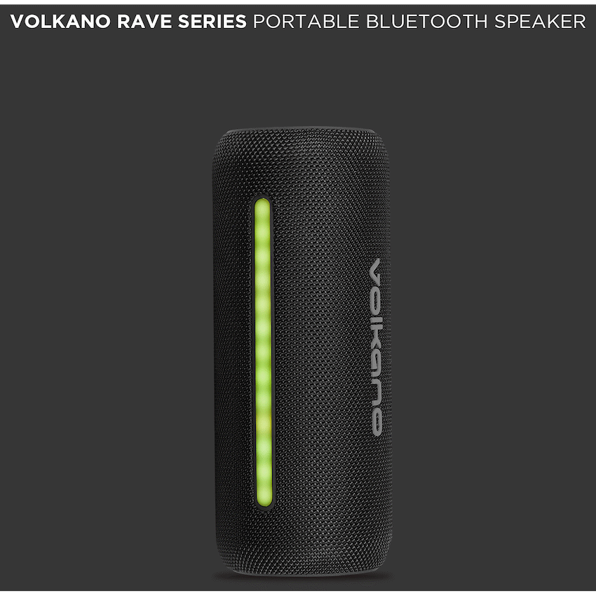 Volkano Rave Series Portable Bluetooth Speaker  - Black with grey buttons