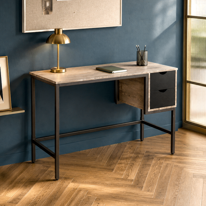 Everfurn Rampart Office Desk with Two Drawers, Powder-Coated Steel, Adjustable Feet