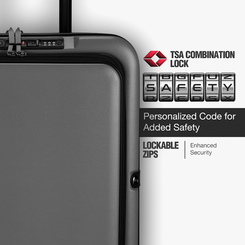 Expandable PP 55cm Carry On Luggage - Dark Grey