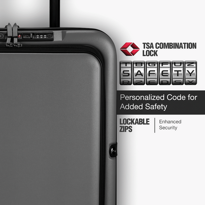 Expandable PP 55cm Carry On Luggage - Dark Grey