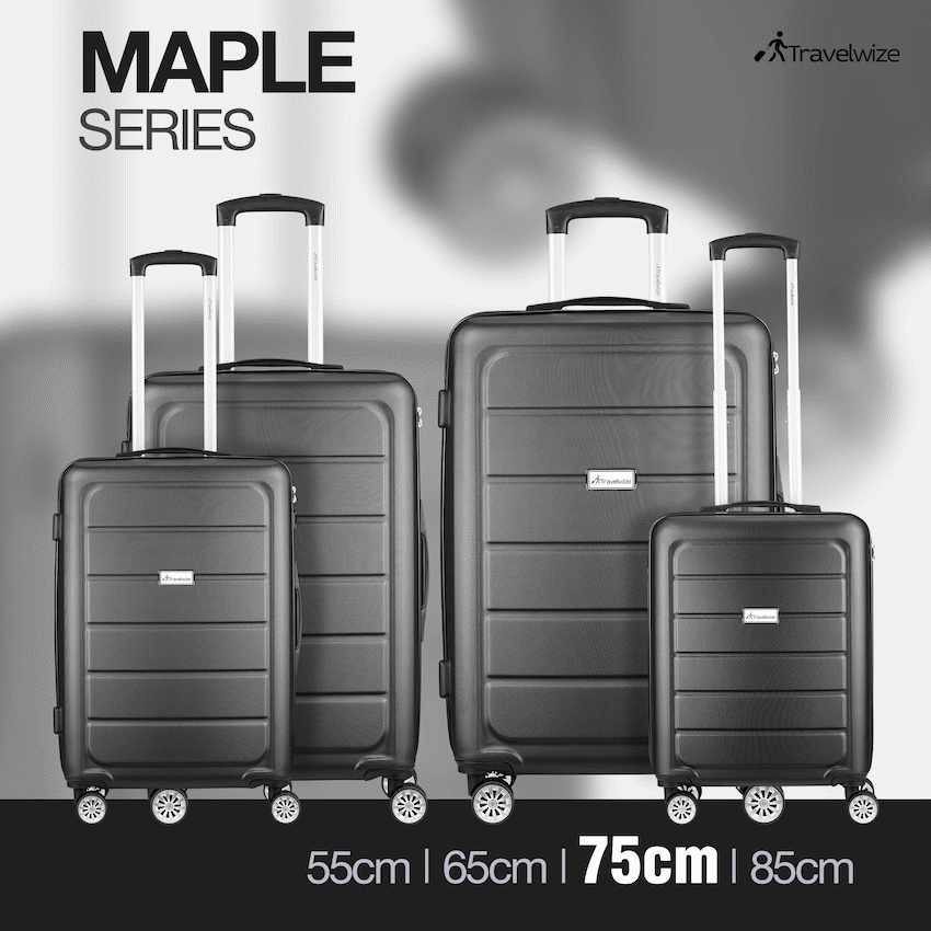 Travelwize Maple ABS 75cm 4-Wheel Spinner Luggage - Black