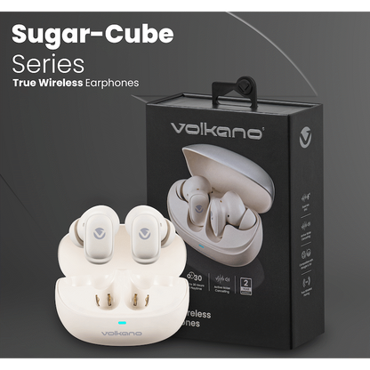Volkano Sugar-Cube Active Noise-Cancelling True Wireless Earphones - Nude