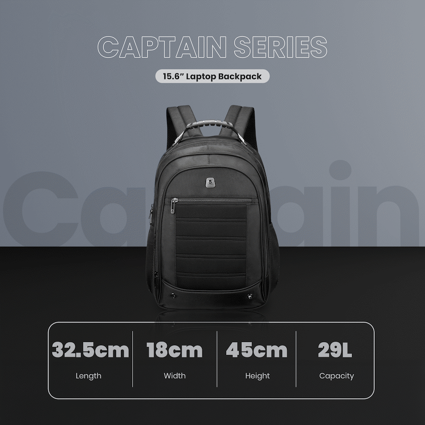 Volkano Captain 15.6" Laptop Backpack - Black
