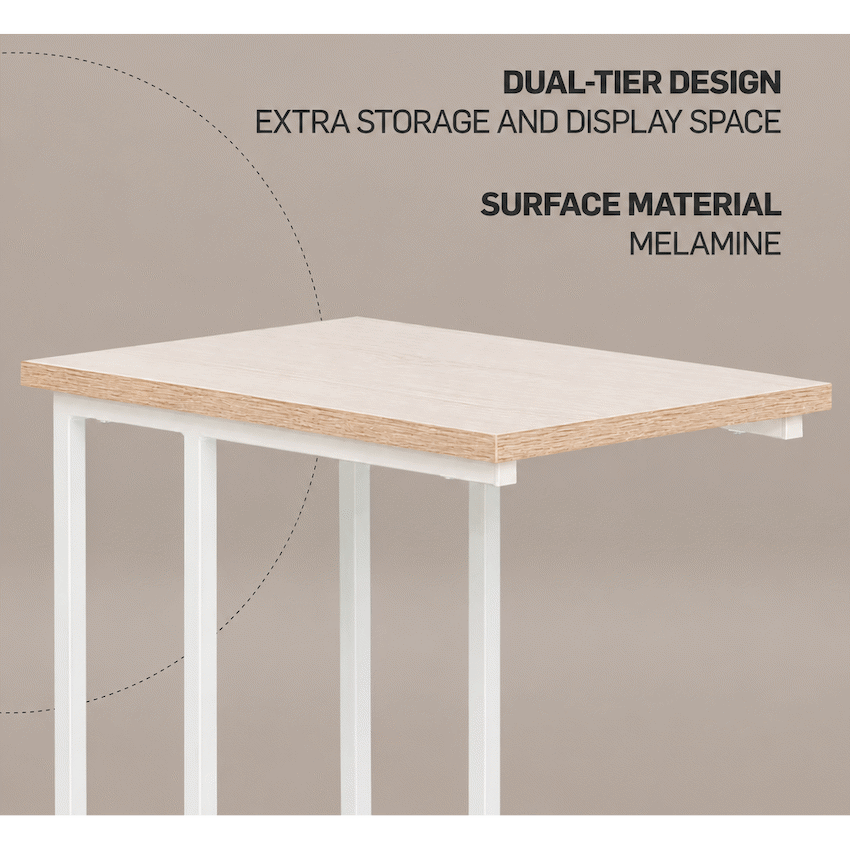 Everfurn Sofa Side Table - Oak and White