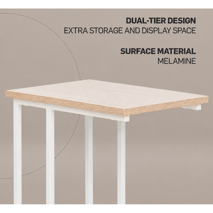 Everfurn Sofa Side Table - Oak and White
