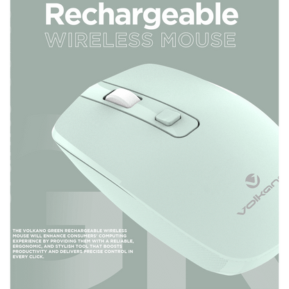 Volkano Granite Series Rechargeable Wireless Mouse - Green