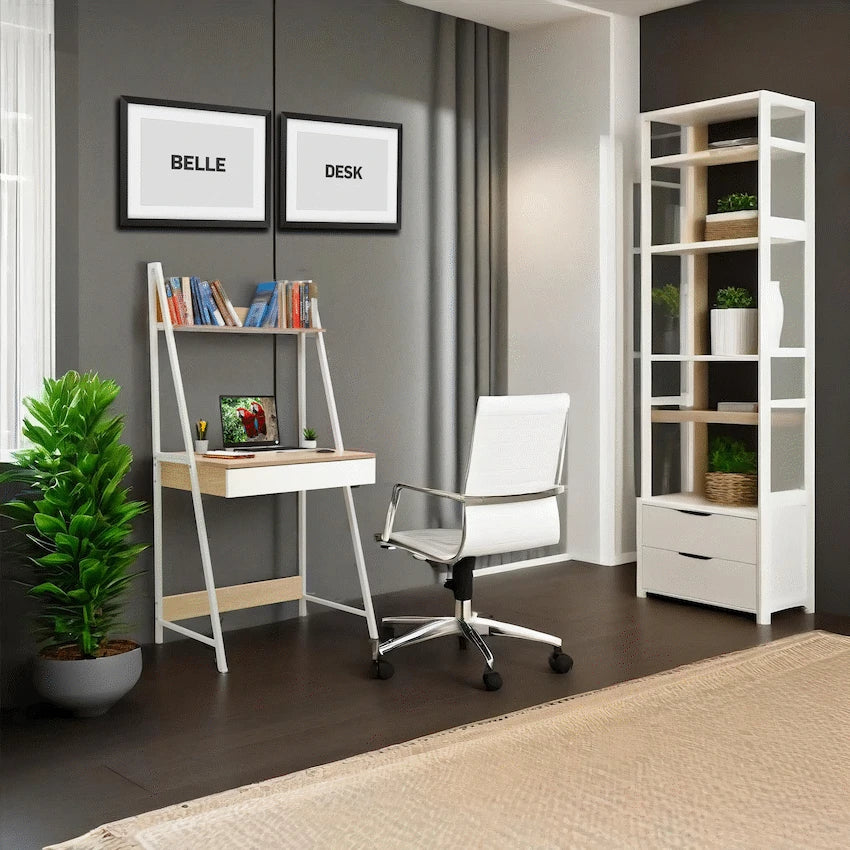Everfurn Belle Desk with Large Drawer and Storage Shelf