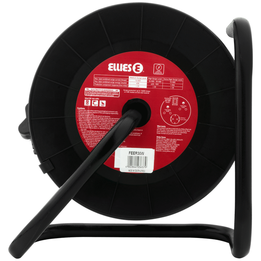 Ellies Heavy Duty Surge Extension Reel-30M-BK