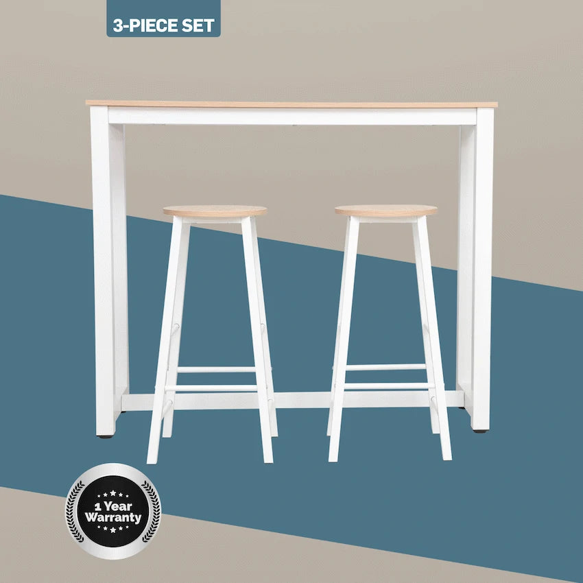 Everfurn Chenin 3-Piece Bar Table & Stool Set with Powder-Coated Frame