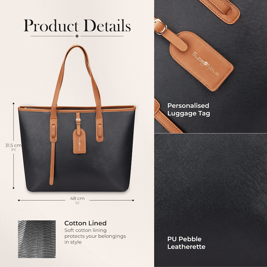 Supanova Elara Ladies 15.6" Laptop Tote Bag Black