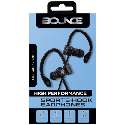 Bounce Break Series Hook-On Earphones - Black