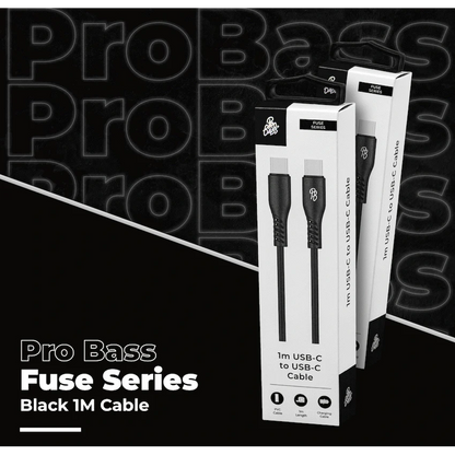 Pro Bass Fuse Series 1m Type-C to Type-C Cable - Black
