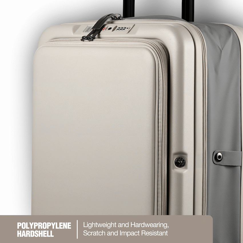 Expandable PP 55cm Carry On Luggage - Beige
