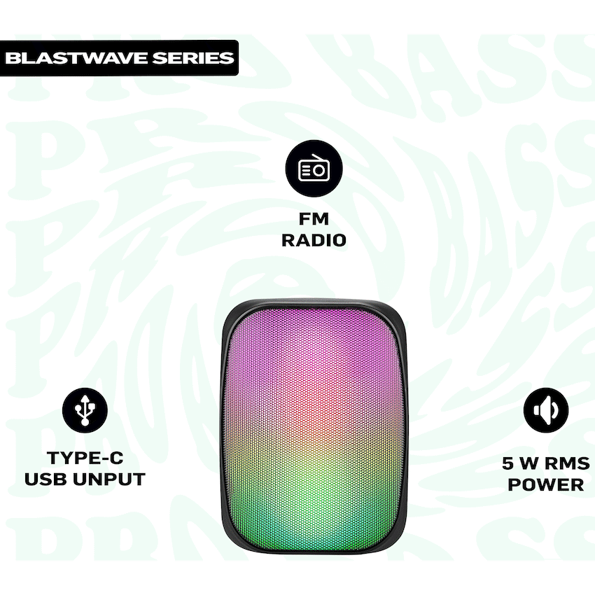 Pro Bass BlastWave Series BT Mini Speaker - Black