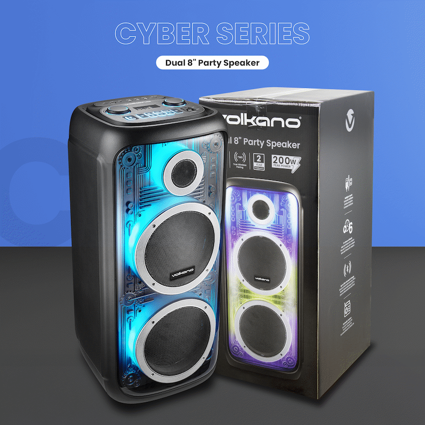 Volkano Cyber Series Dual 8" Party Speaker