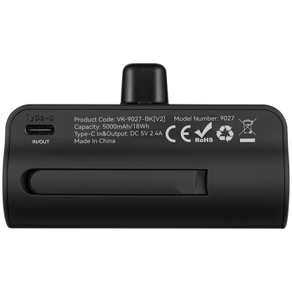 Volkano Relief Pro Power Bank - 5000mAh Type-C Direct Plug-In