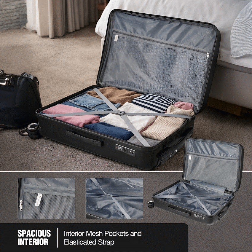 Travelwize Tourer PP 3Pc 4-wheel Spinner Luggage Set Black