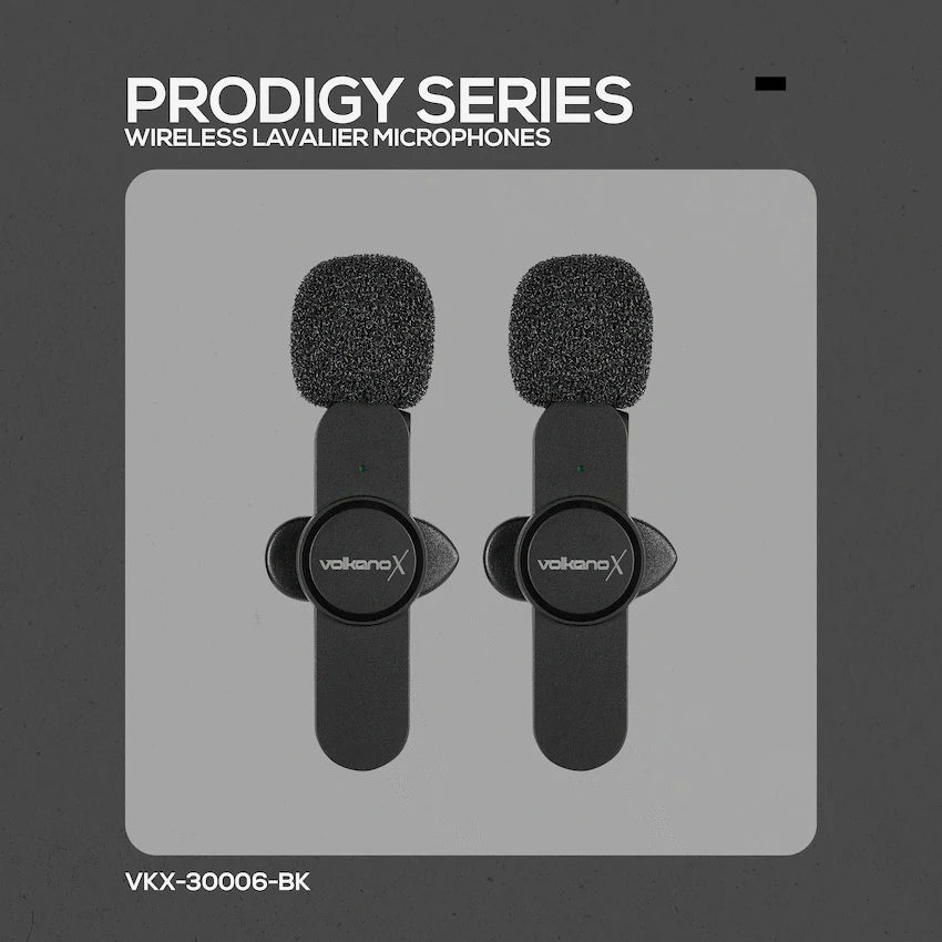 VolkanoX Prodigy Series Wireless Lavalier Microphone - Black