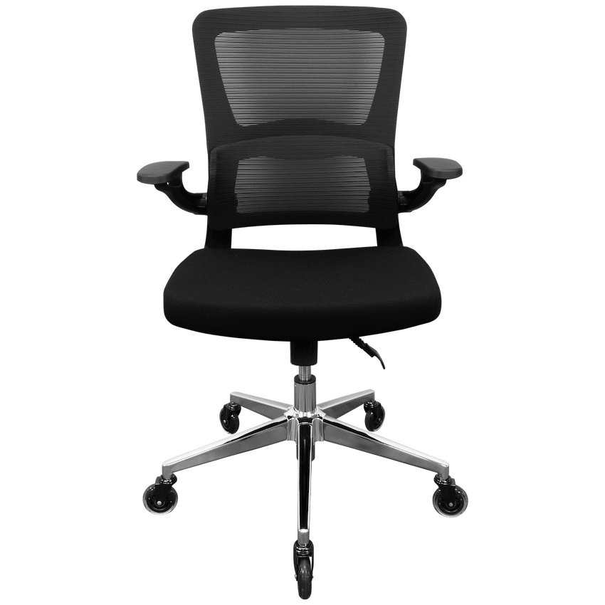 Everfurn Premium Dakota Mid Back Office Chair, Chromed Steel - Black