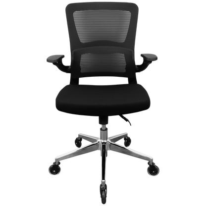 Everfurn Premium Dakota Mid Back Office Chair, Chromed Steel - Black