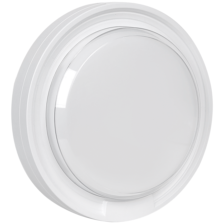 Ellies Cresent Series AC 24W Round LED Bulkhead - PC - WT
