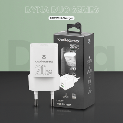 Volkano Dyna Duo 20w PD + QC 3.0 Wall Charger