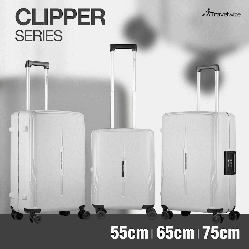 Travelwize Clipper PP 3Pc 4-Wheel Spinner Luggage Set Nardo Grey
