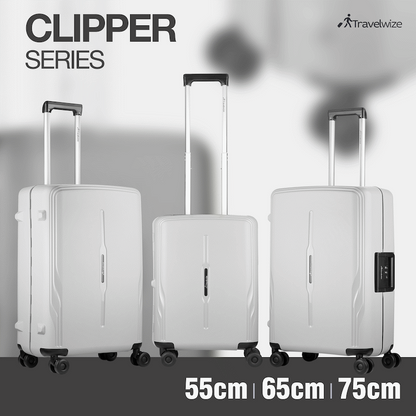 Travelwize Clipper PP 3Pc 4-Wheel Spinner Luggage Set Nardo Grey