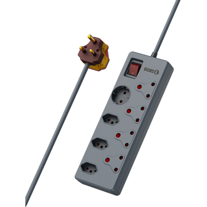 Ellies 8 Way High Surge Multiplug 0.5M - Grey